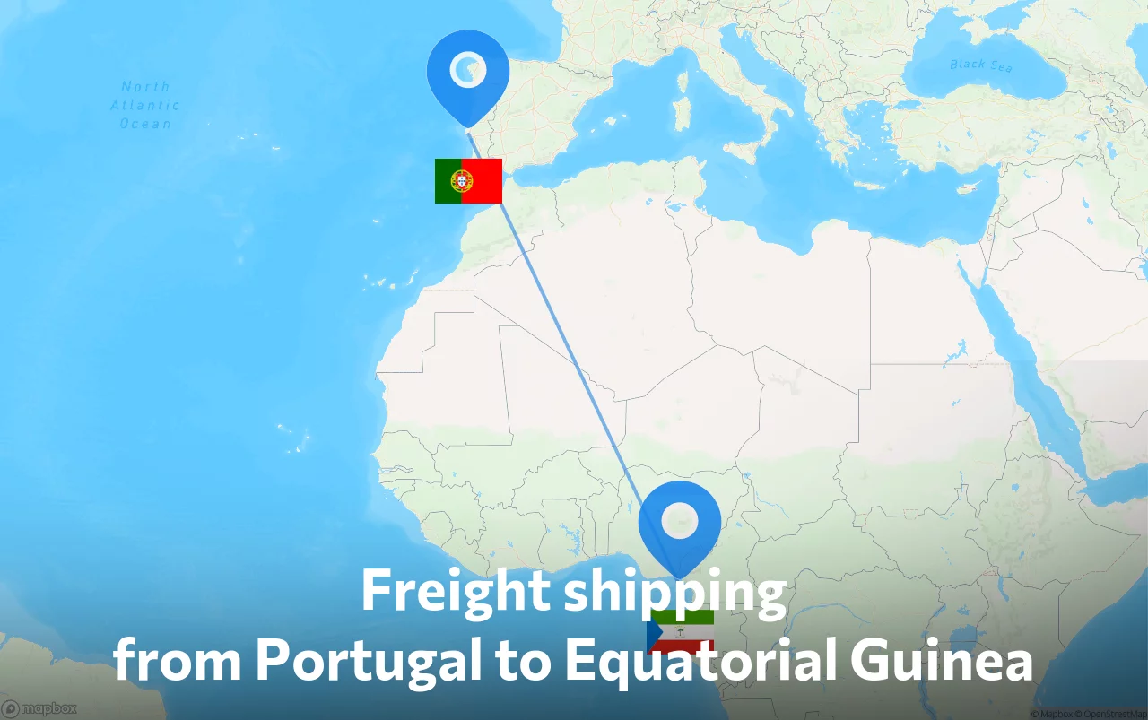 Shipping route from Portugal to Equatorial Guinea