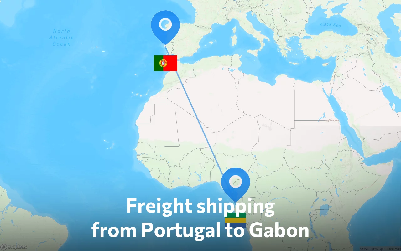 Shipping route from Portugal to Gabon