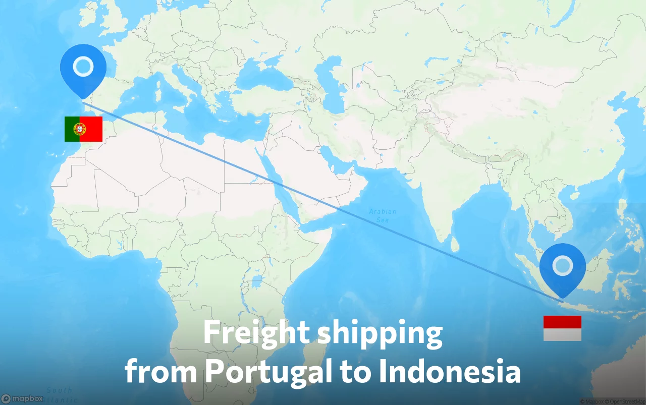 Shipping route from Portugal to Indonesia