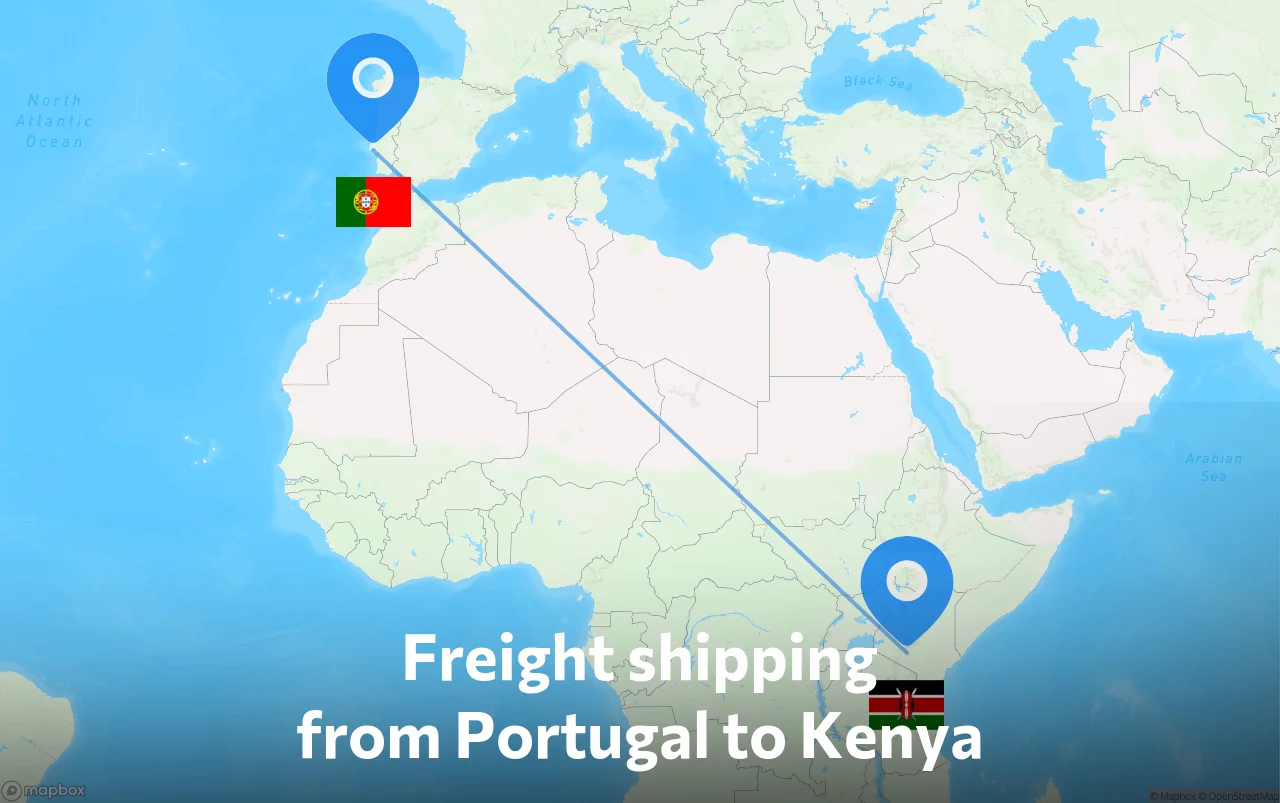 Shipping route from Portugal to Kenya