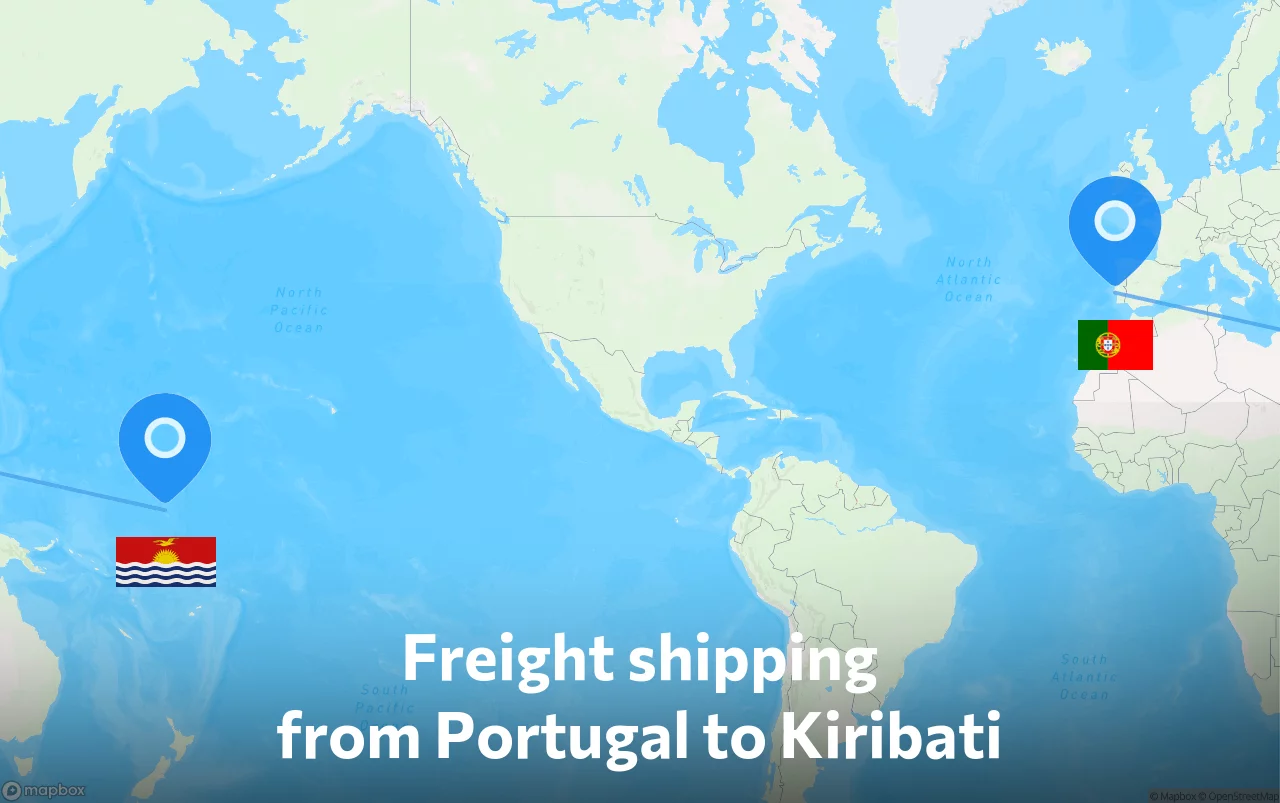 Shipping route from Portugal to Kiribati
