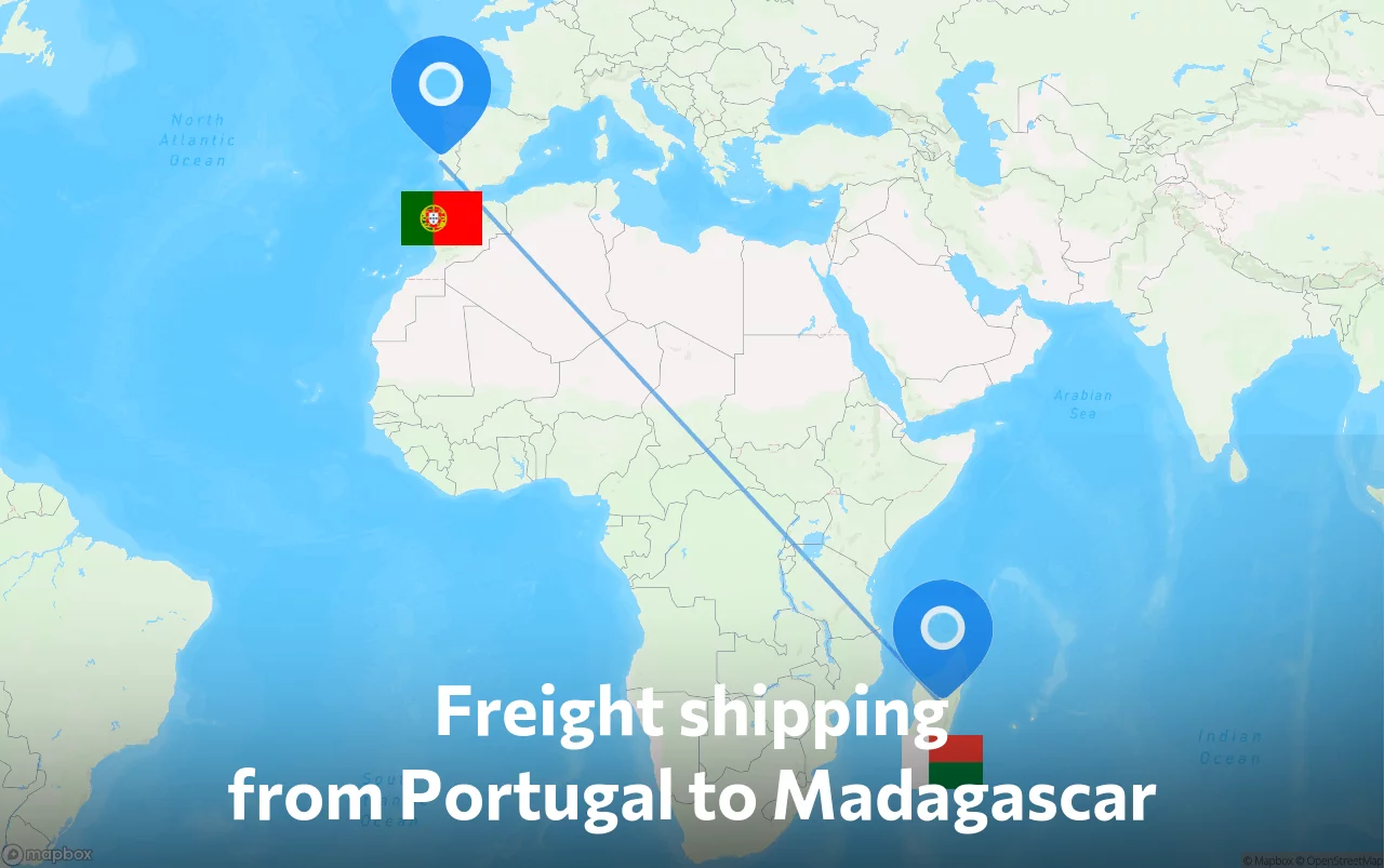 Shipping route from Portugal to Madagascar