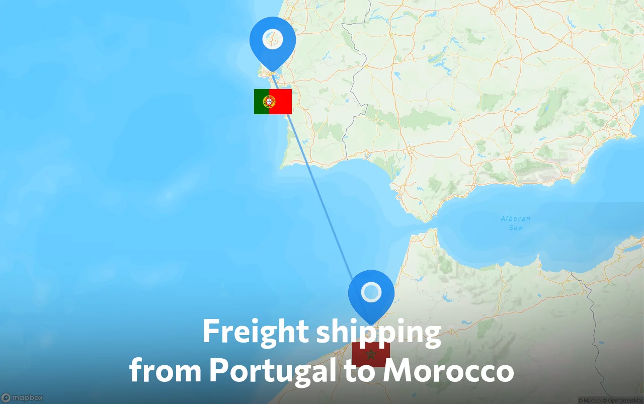 Shipping route from Portugal to Morocco