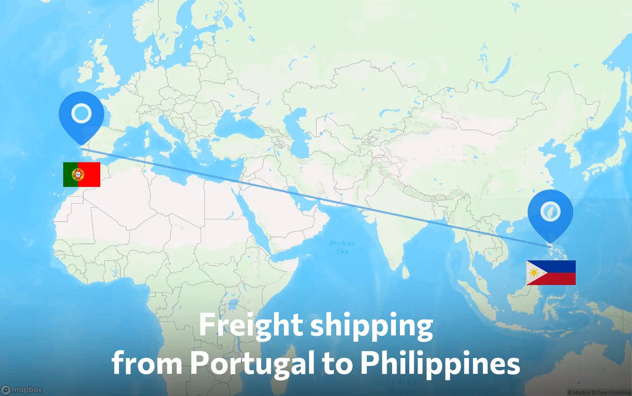 Shipping route from Portugal to Philippines