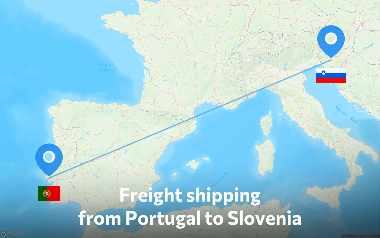 Shipping route from Portugal to Slovenia