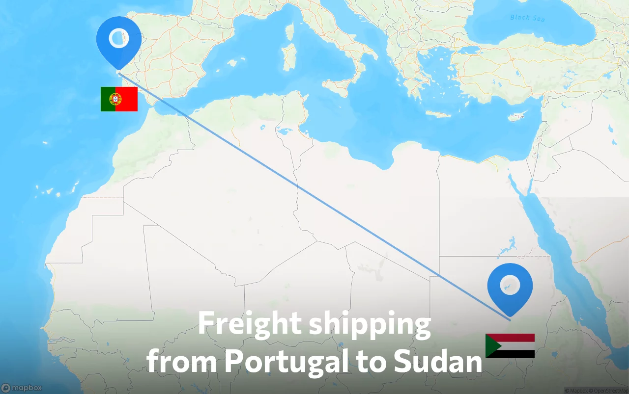 Shipping route from Portugal to Sudan