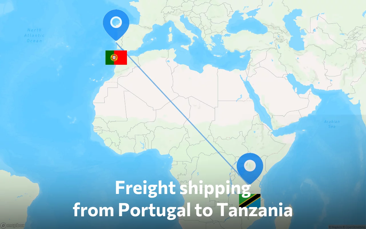 Shipping route from Portugal to Tanzania