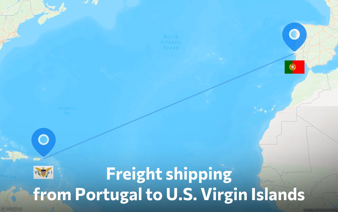 Shipping route from Portugal to U.S. Virgin Islands