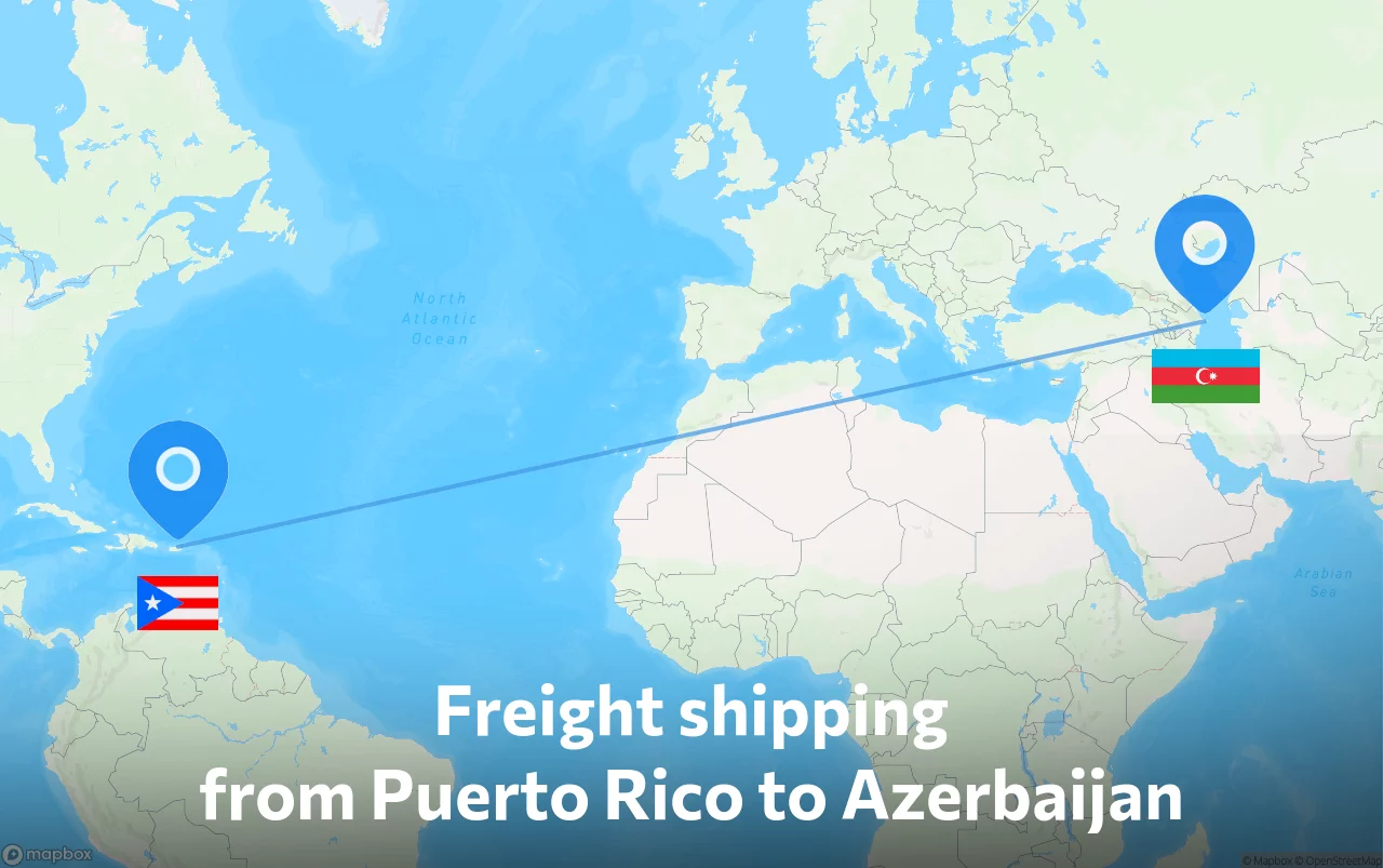 Shipping route from Puerto Rico to Azerbaijan