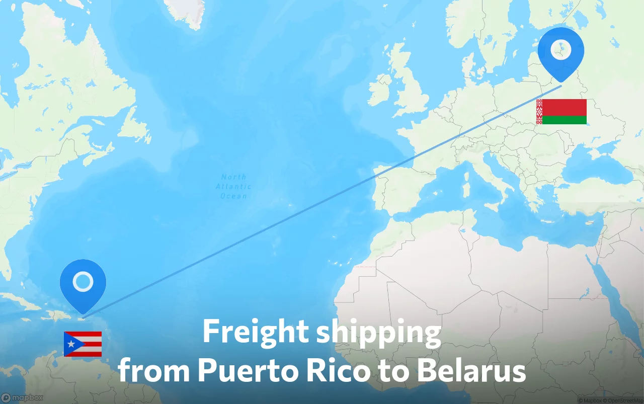 Shipping route from Puerto Rico to Belarus