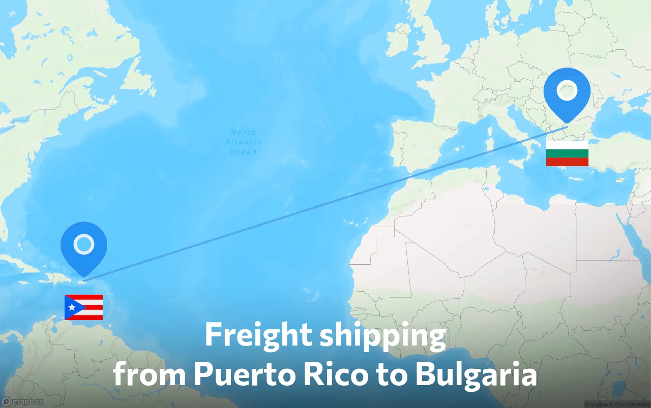Shipping route from Puerto Rico to Bulgaria