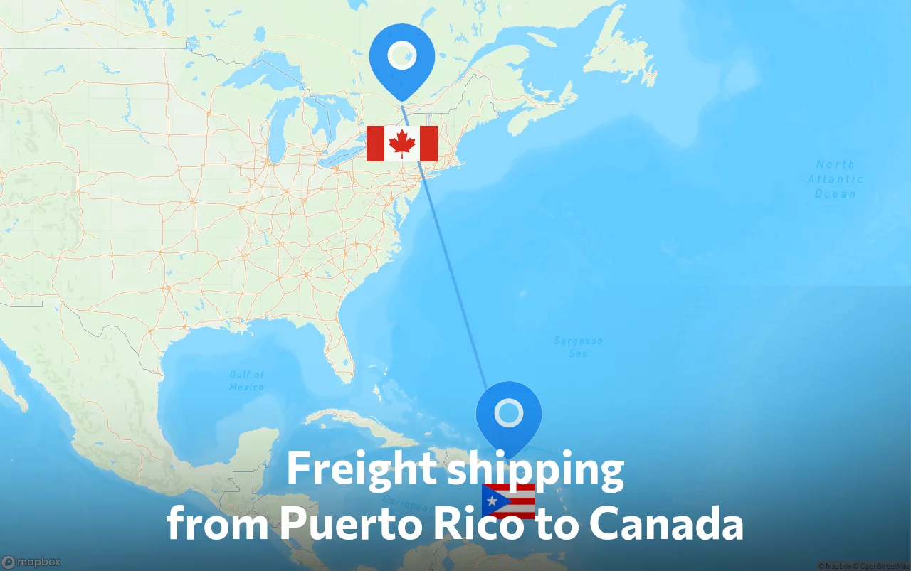 Shipping route from Puerto Rico to Canada