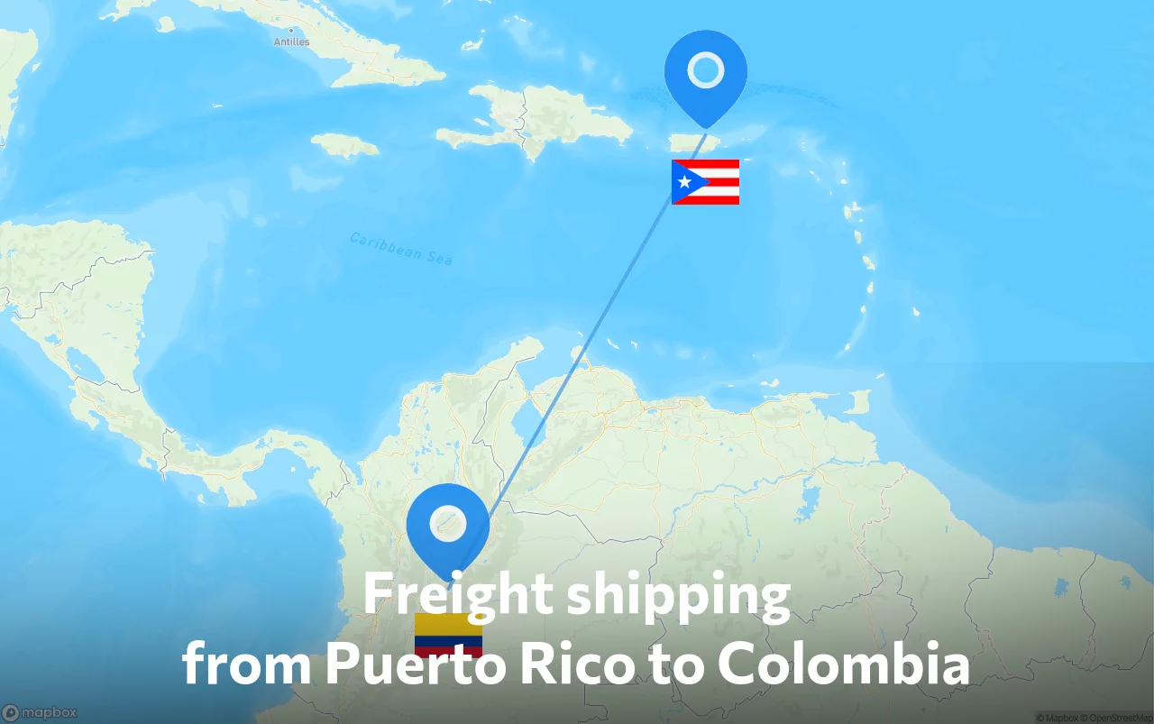 Shipping route from Puerto Rico to Colombia
