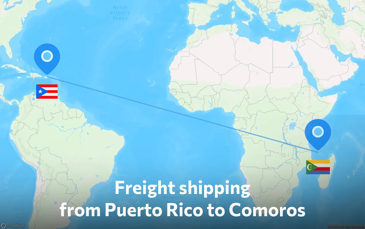 Shipping route from Puerto Rico to Comoros