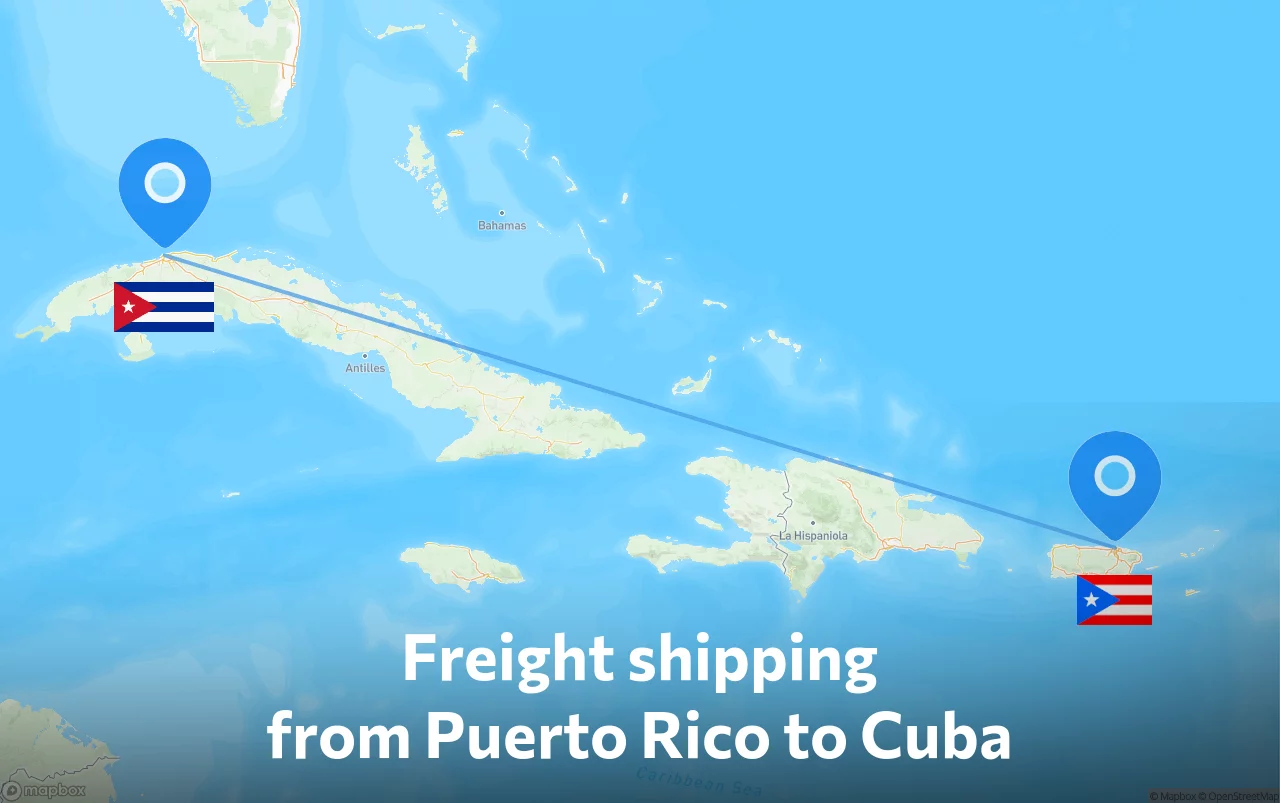 Shipping route from Puerto Rico to Cuba