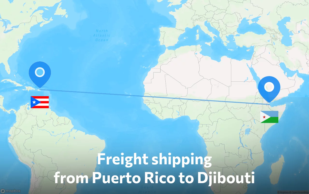 Shipping route from Puerto Rico to Djibouti