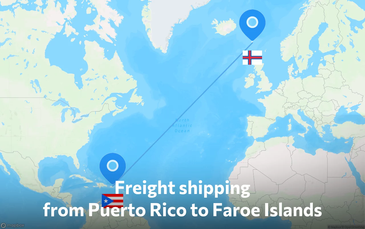 Shipping route from Puerto Rico to Faroe Islands