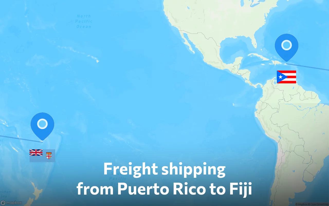 Shipping route from Puerto Rico to Fiji
