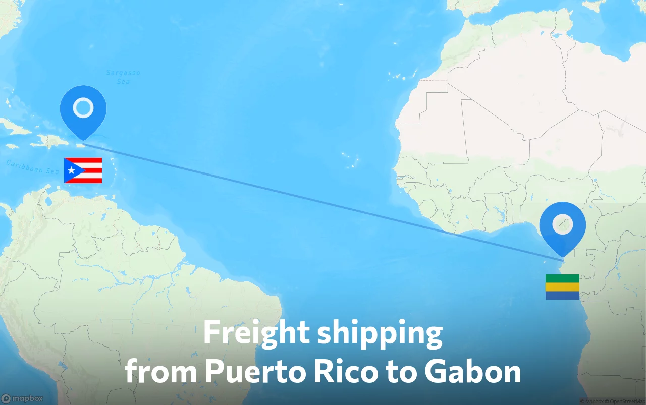 Shipping route from Puerto Rico to Gabon