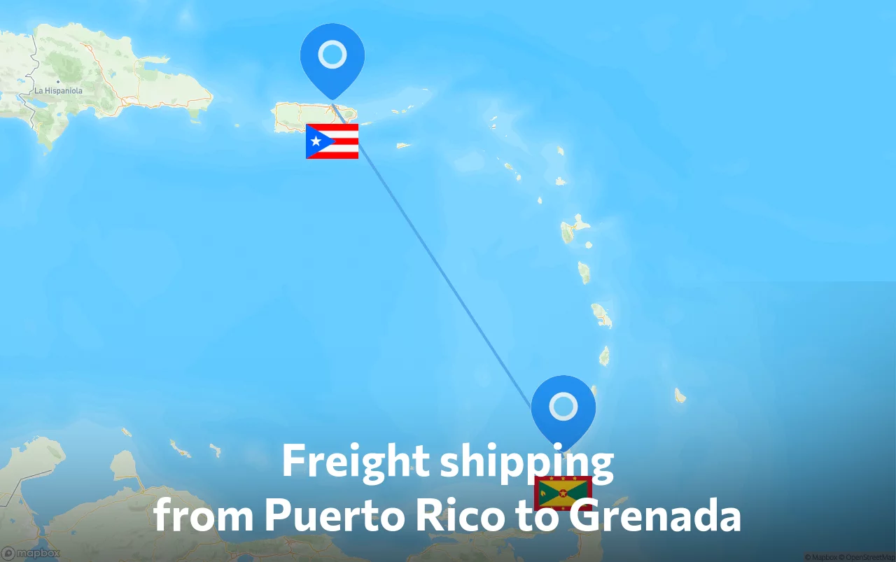 Shipping route from Puerto Rico to Grenada