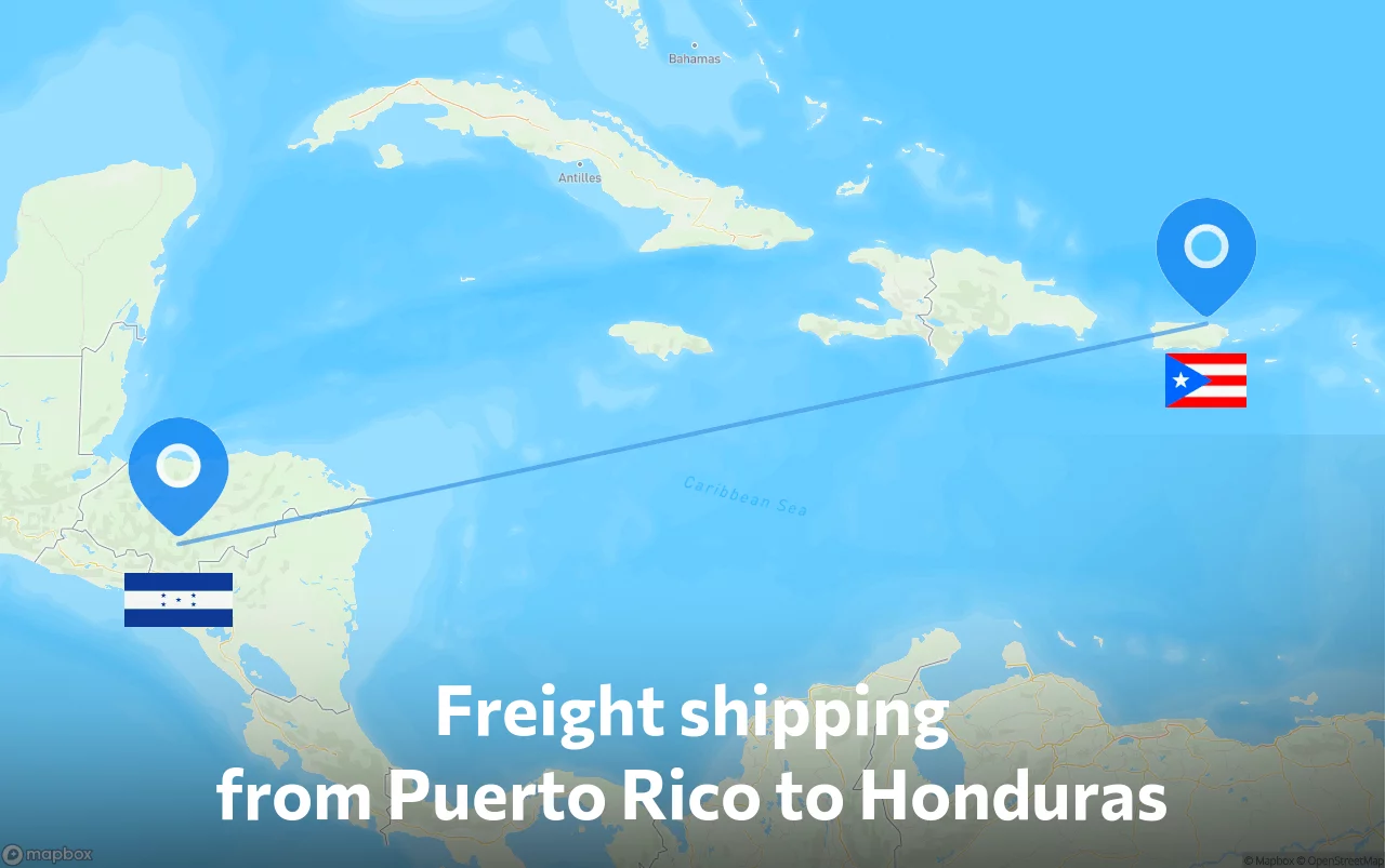 Shipping route from Puerto Rico to Honduras