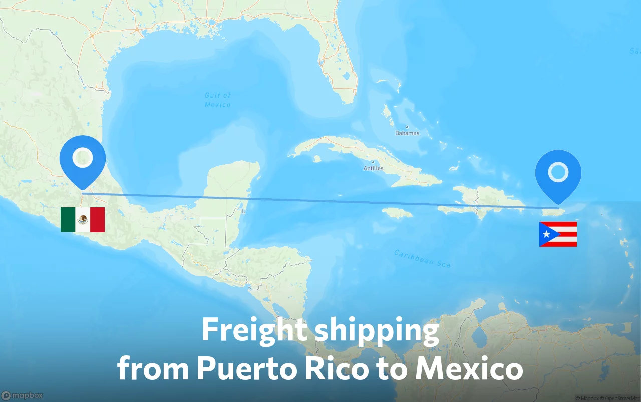 Shipping route from Puerto Rico to Mexico