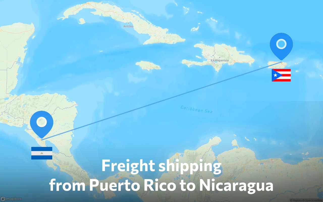 Shipping route from Puerto Rico to Nicaragua
