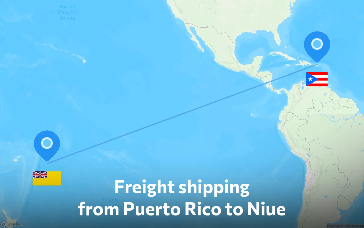 Shipping route from Puerto Rico to Niue