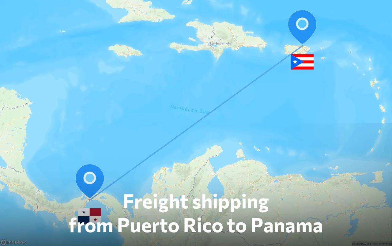 Shipping route from Puerto Rico to Panama
