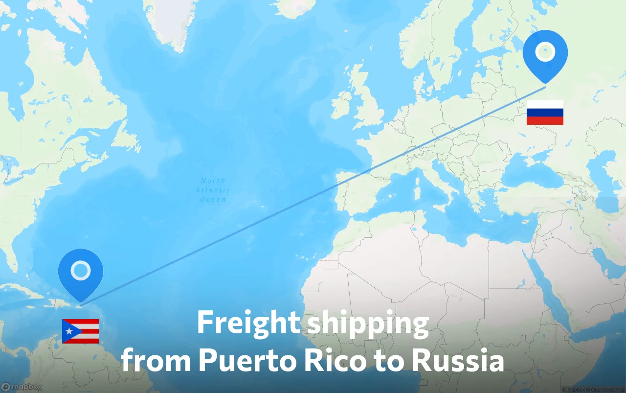 Shipping route from Puerto Rico to Russia