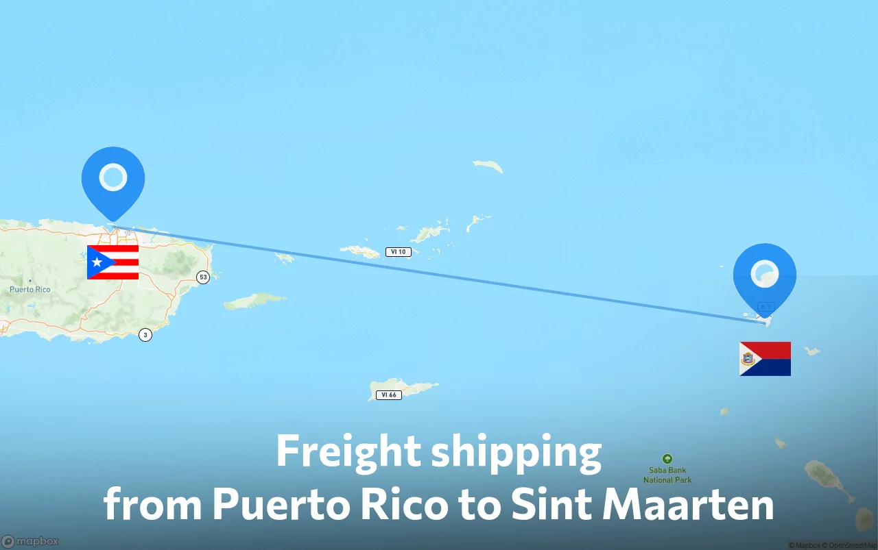 Shipping route from Puerto Rico to Sint Maarten