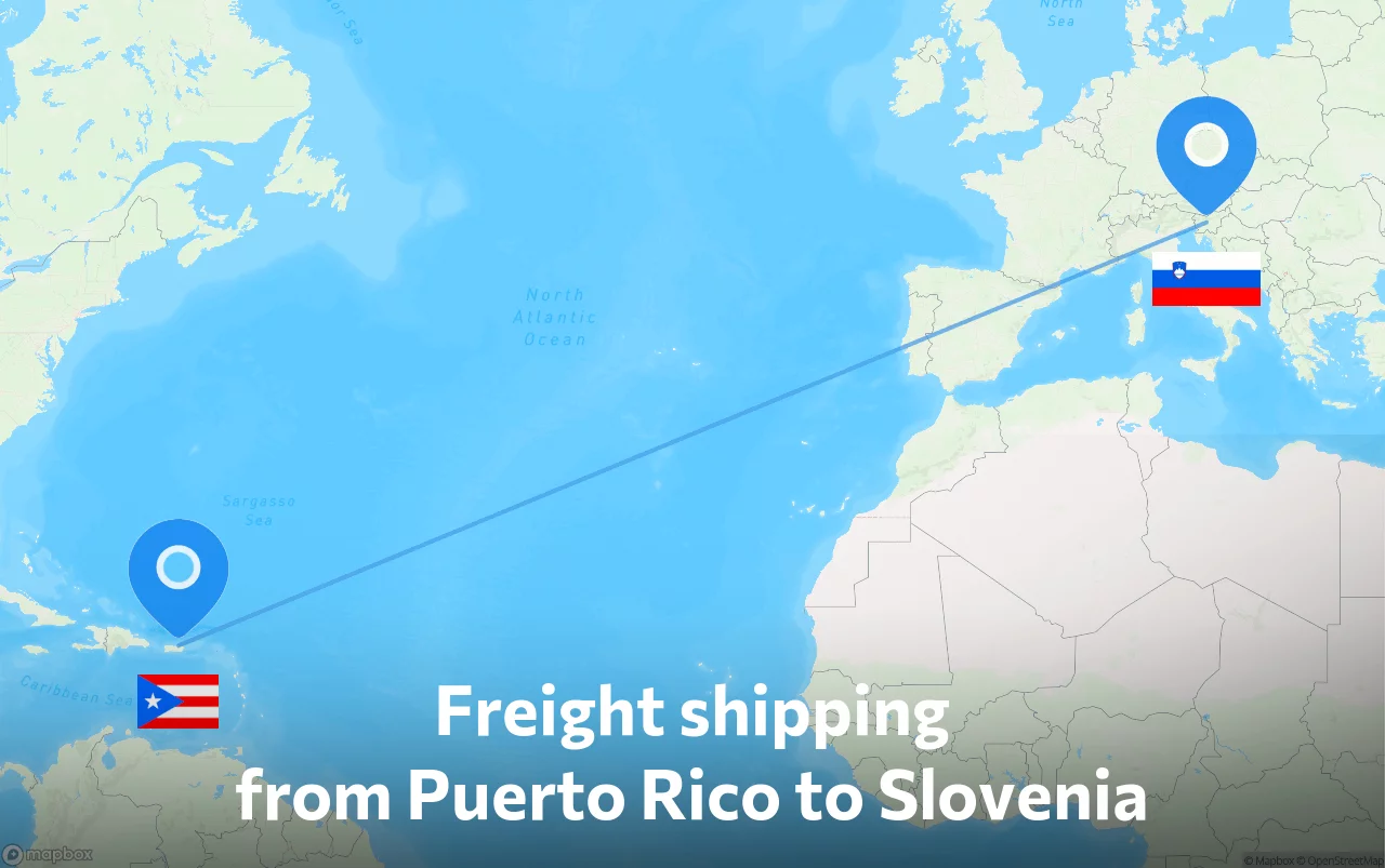 Shipping route from Puerto Rico to Slovenia