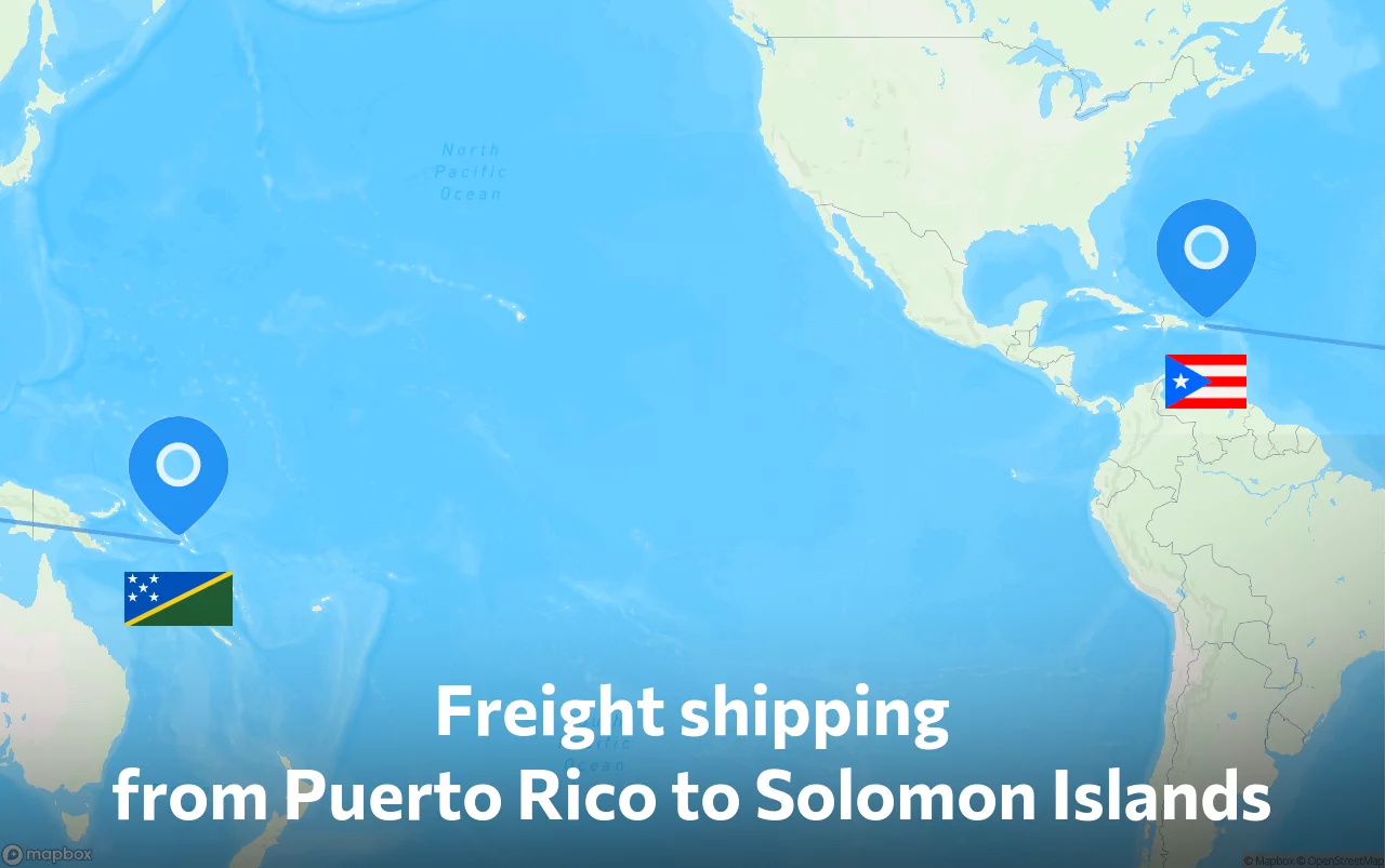 Shipping route from Puerto Rico to Solomon Islands