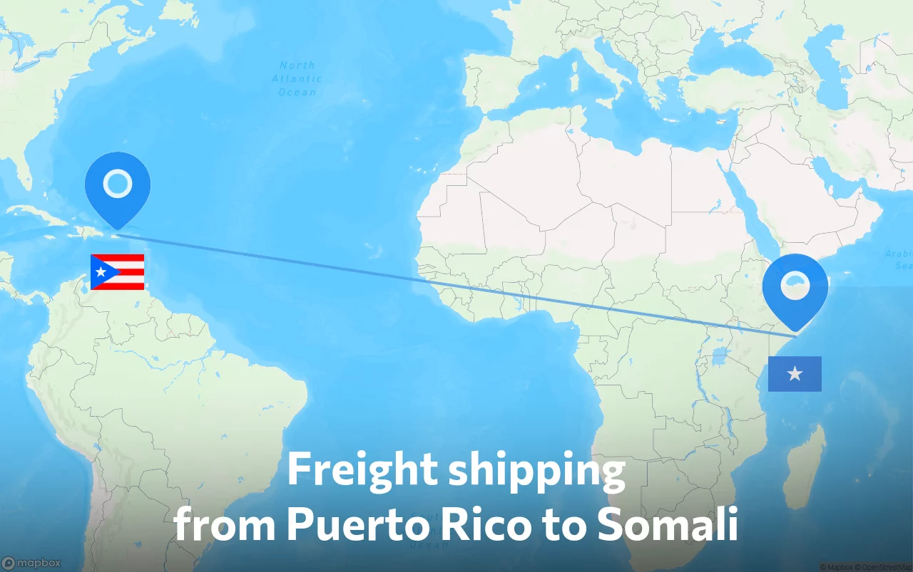 Shipping route from Puerto Rico to Somali