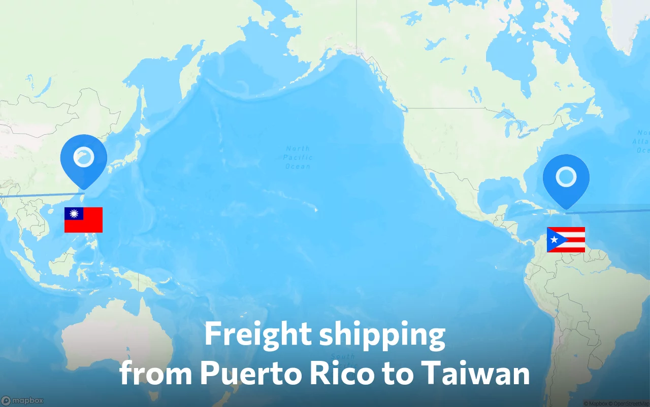 Shipping route from Puerto Rico to Taiwan