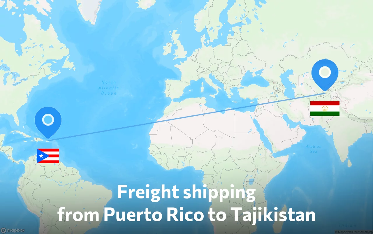 Shipping route from Puerto Rico to Tajikistan