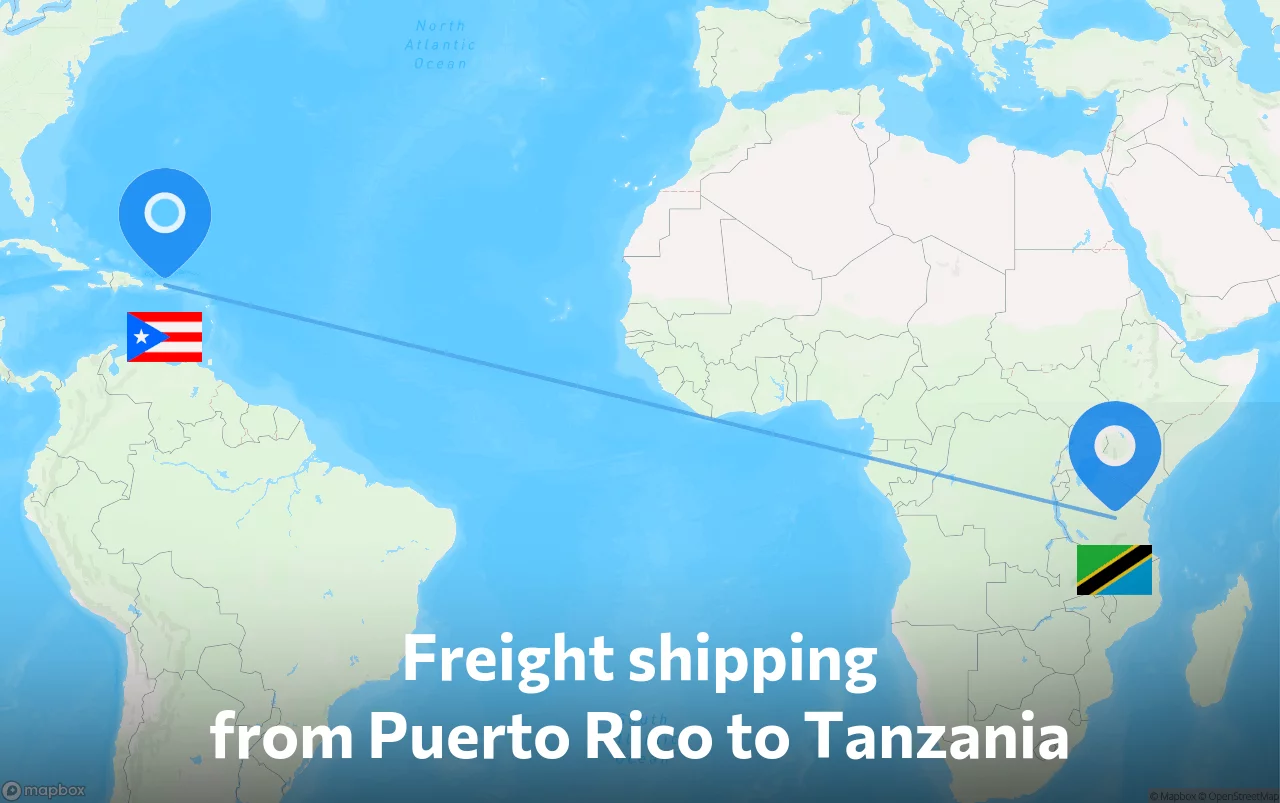 Shipping route from Puerto Rico to Tanzania