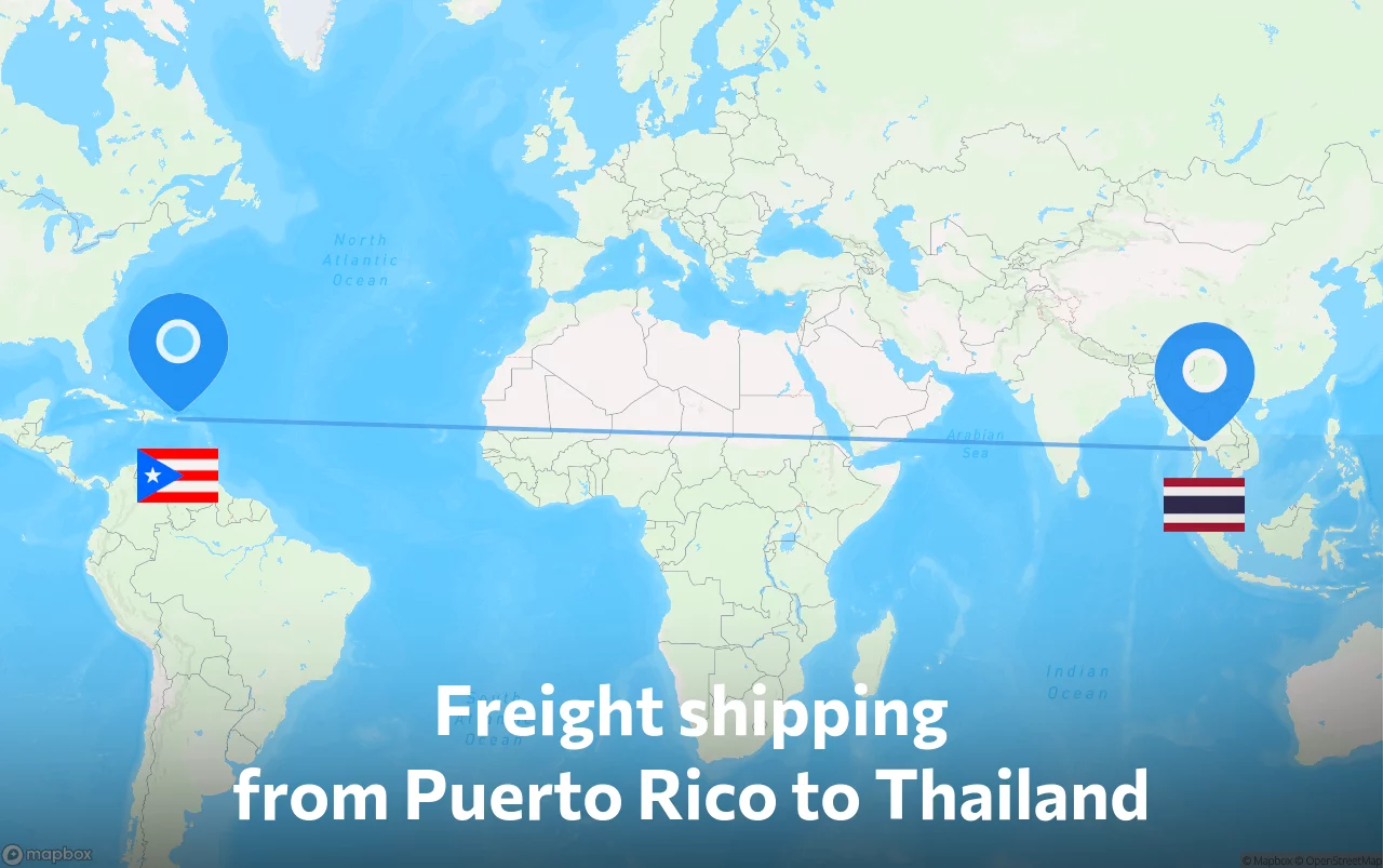 Shipping route from Puerto Rico to Thailand