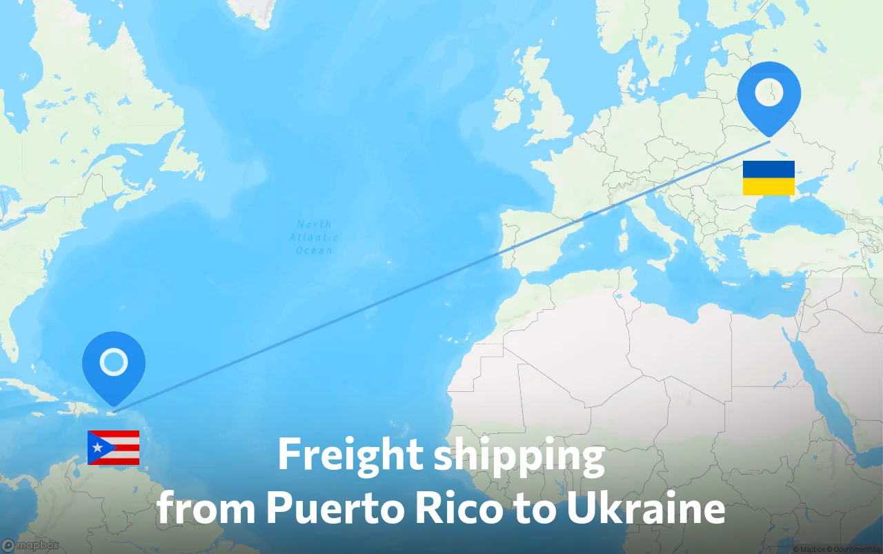 Shipping route from Puerto Rico to Ukraine