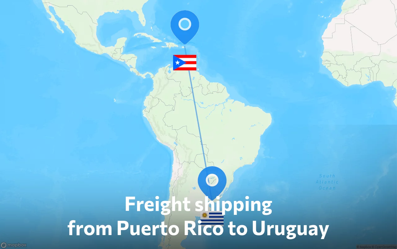 Shipping route from Puerto Rico to Uruguay