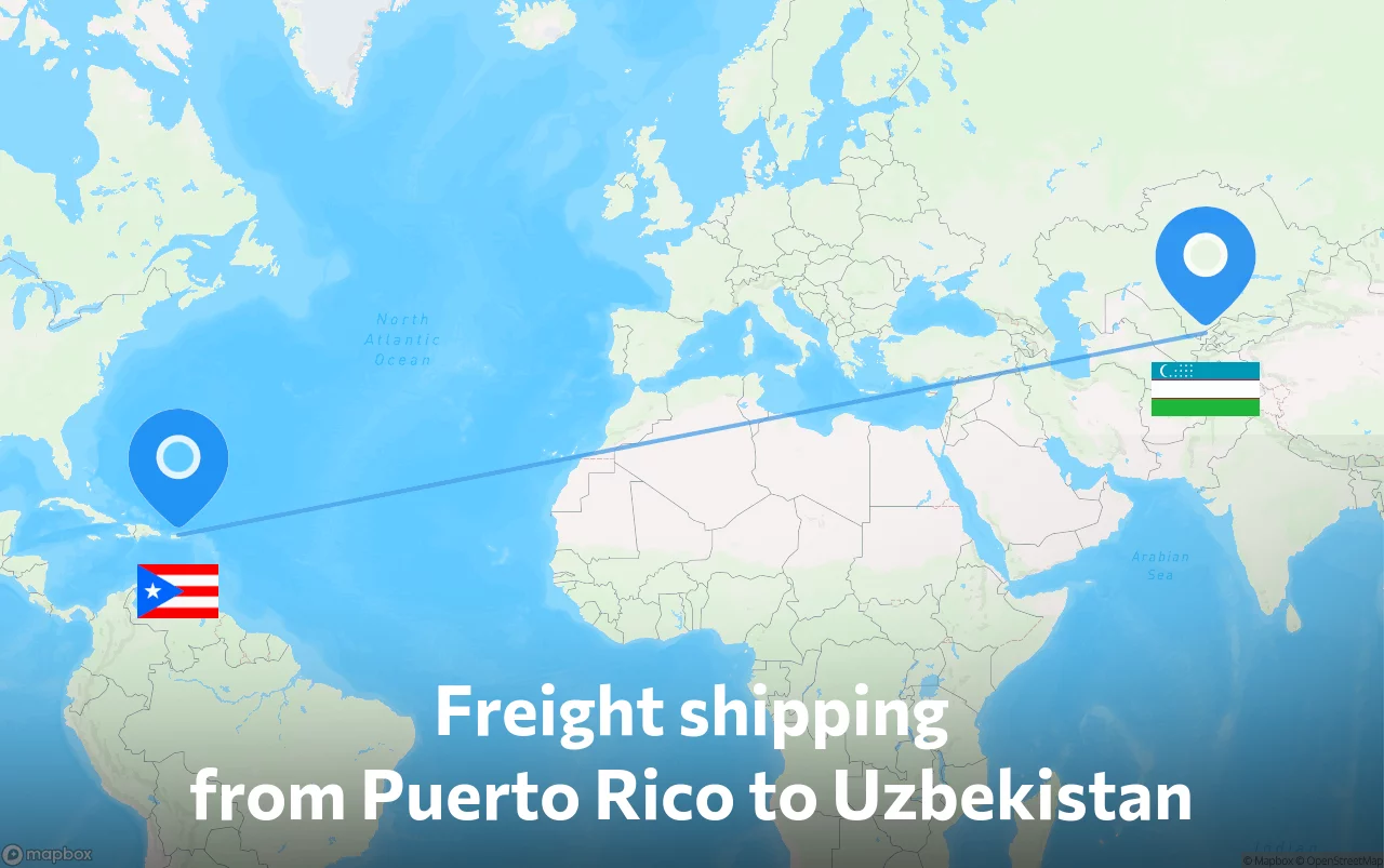 Shipping route from Puerto Rico to Uzbekistan