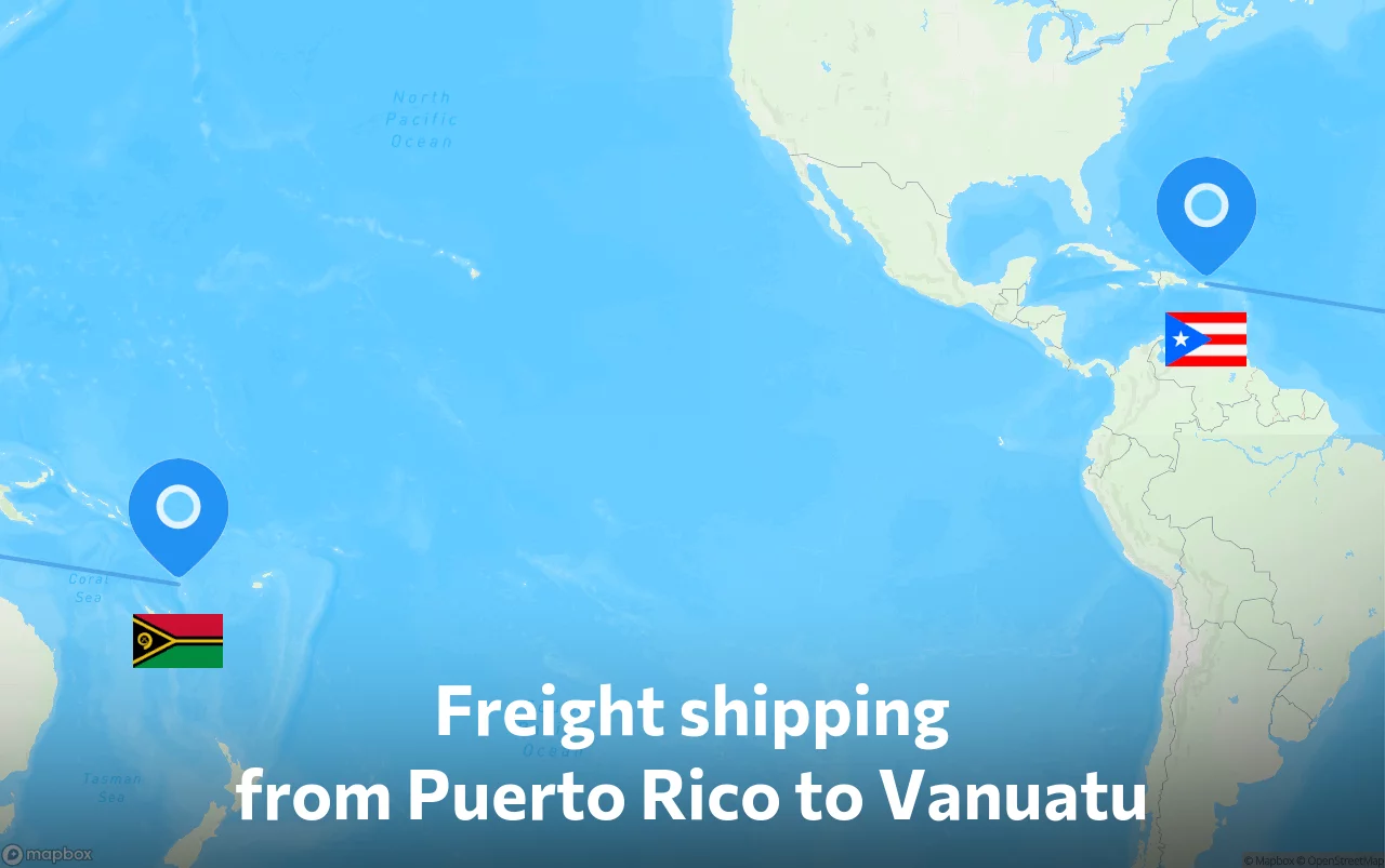 Shipping route from Puerto Rico to Vanuatu