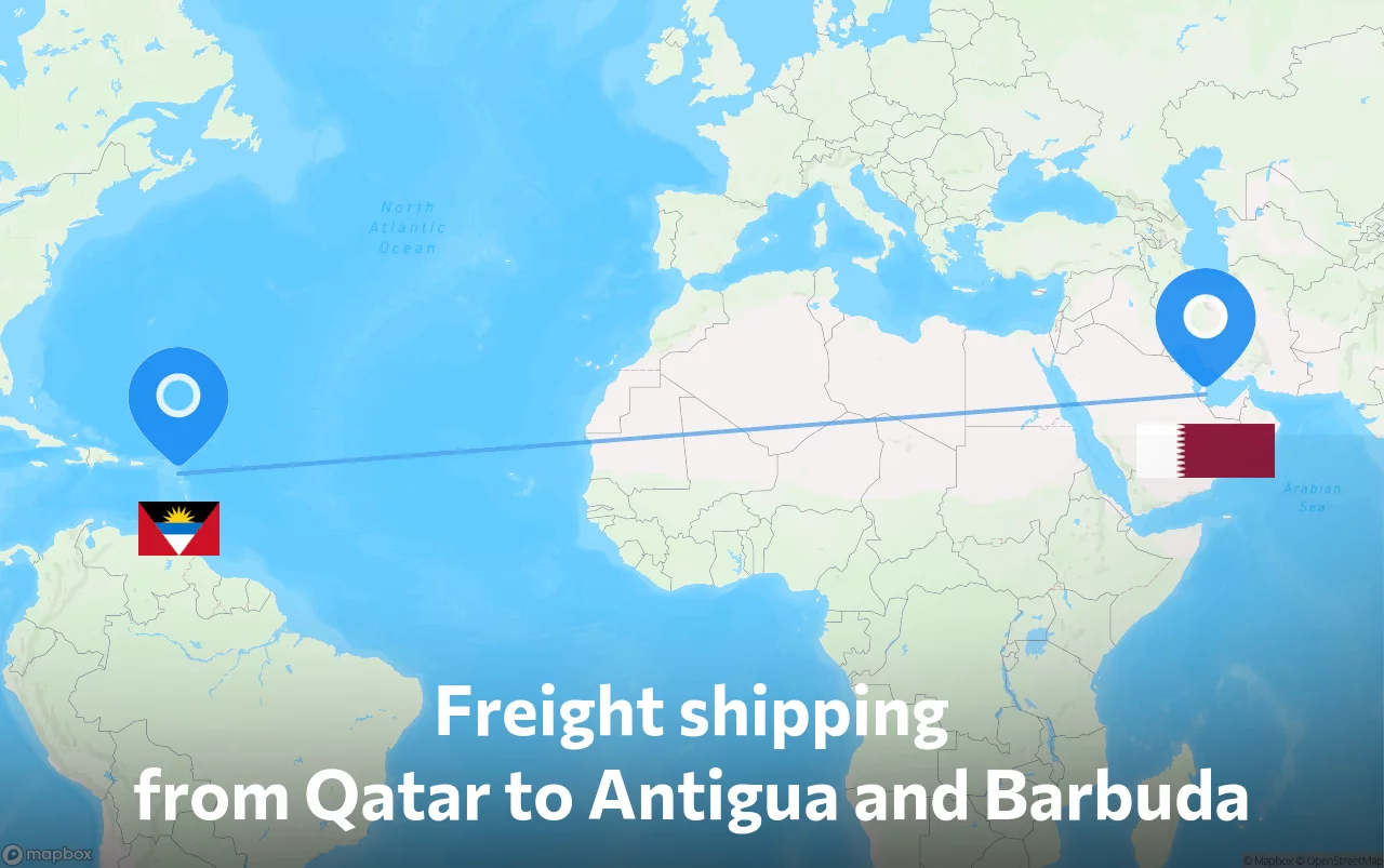 Shipping route from Qatar to Antigua and Barbuda