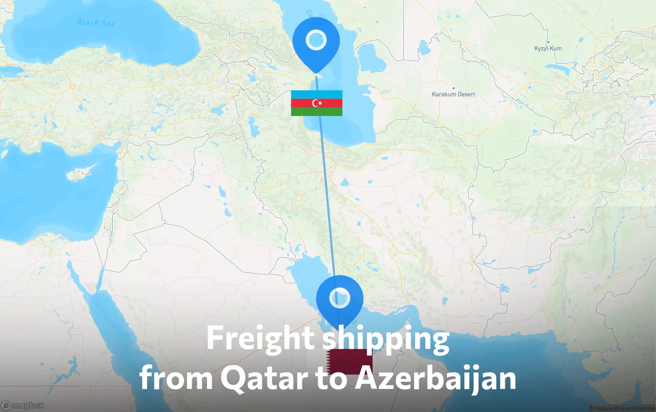 Shipping route from Qatar to Azerbaijan