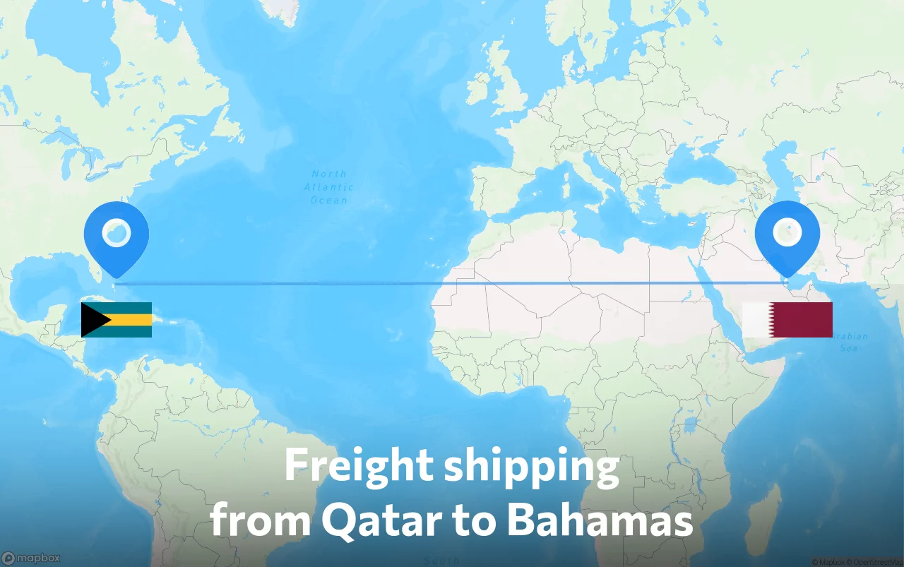 Shipping route from Qatar to Bahamas