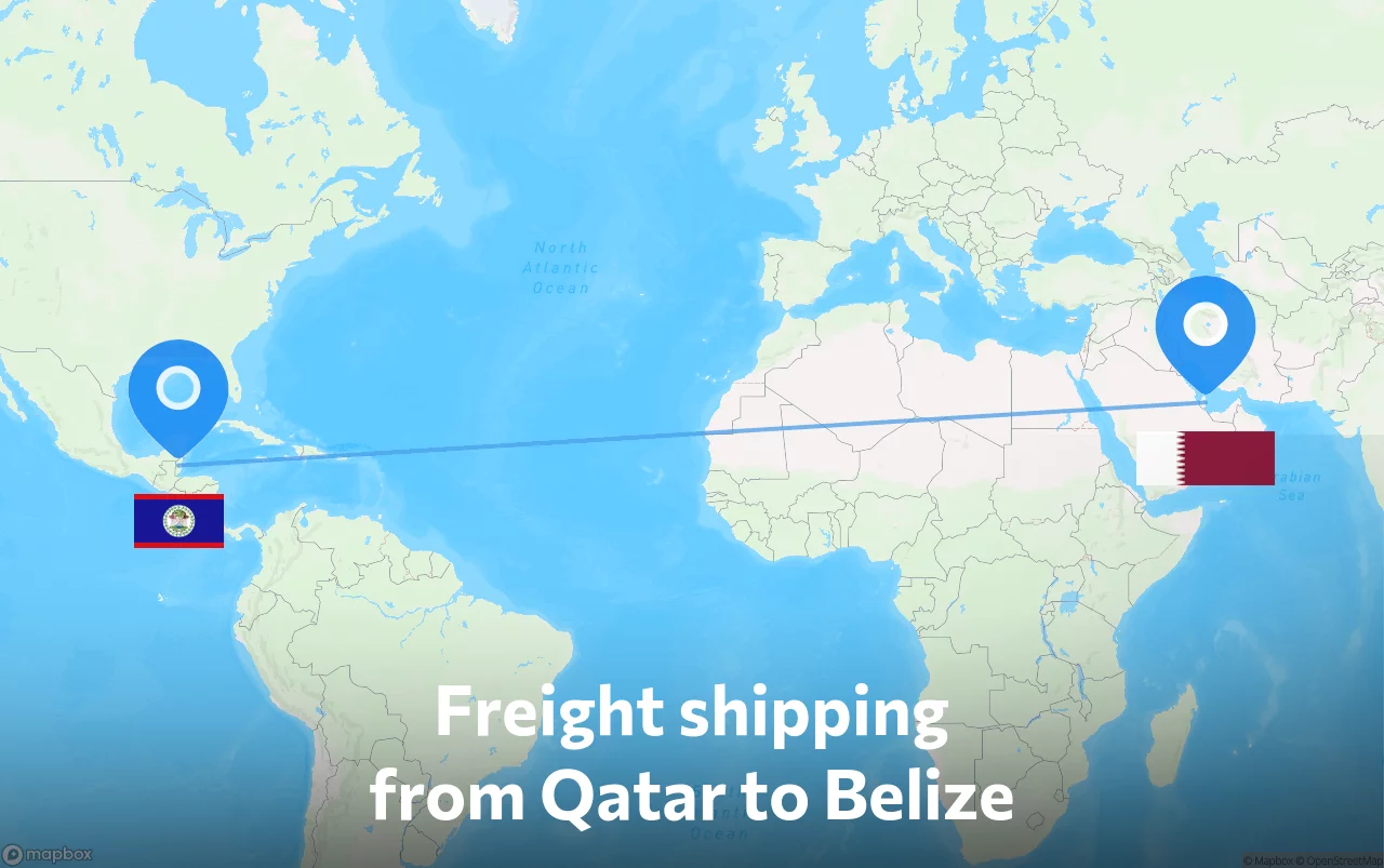 Shipping route from Qatar to Belize