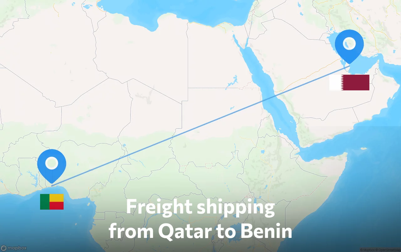Shipping route from Qatar to Benin