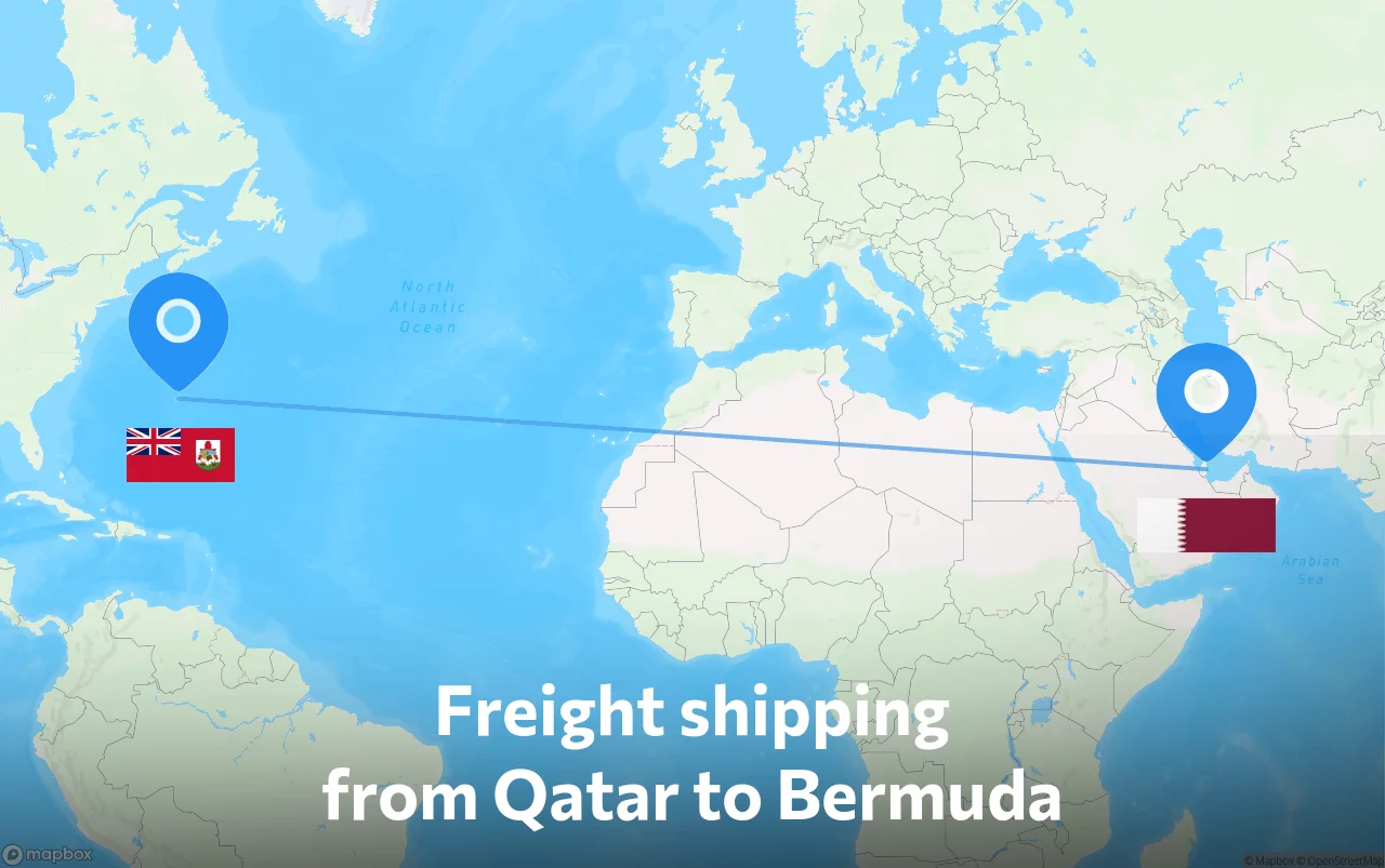 Shipping route from Qatar to Bermuda