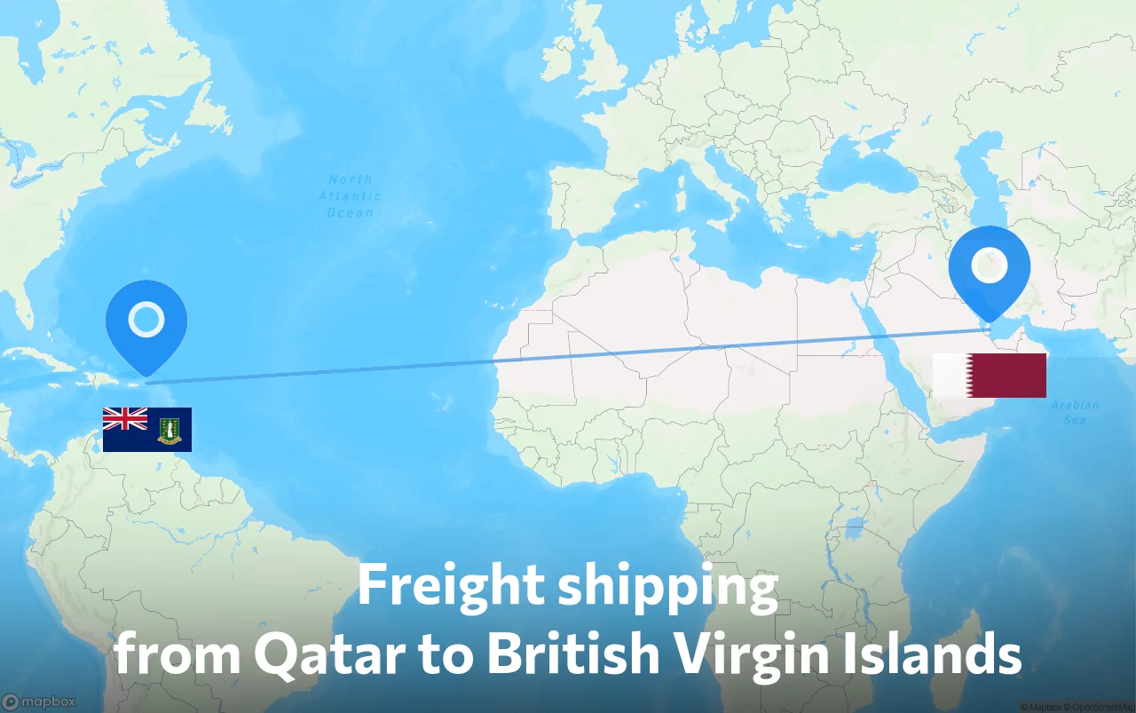 Shipping route from Qatar to British Virgin Islands