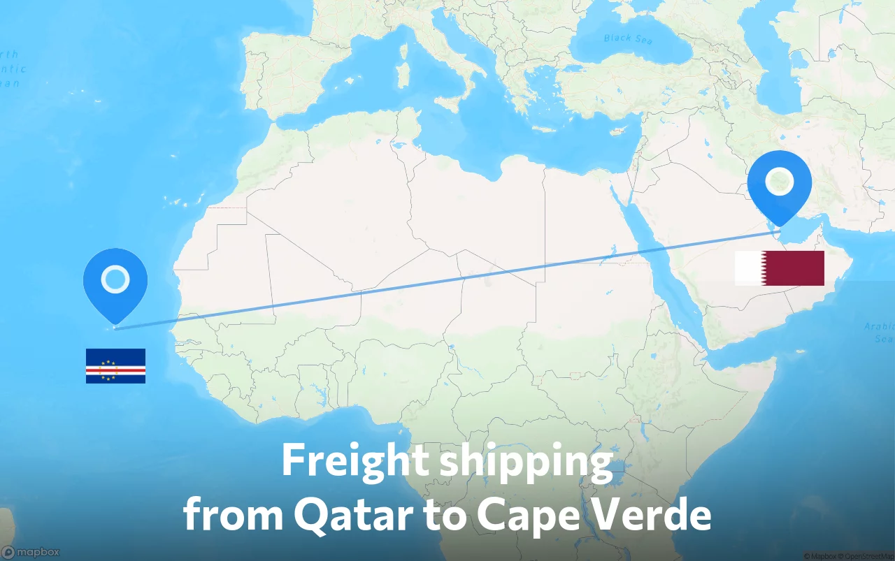 Shipping route from Qatar to Cape Verde